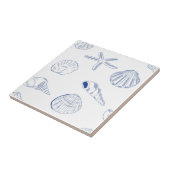 ブルーホワイトハンドドロッドシーシェルビーチ夏 タイル (側面)