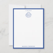 ブルーホワイトハンドドロッドシーシェルビーチ夏 ノートカード (正面)