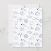 ブルーホワイトハンドドロッドシーシェルビーチ夏 ノートカード (裏面)