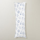 ブルーホワイトハンドドロッドシーシェルビーチ夏 ボディピロー (正面縦)