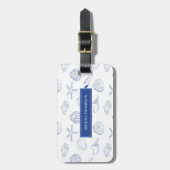 ブルーホワイトハンドドロッドシーシェルビーチ夏 ラゲッジタグ (正面縦)