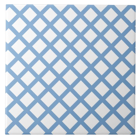 ブルーホワイトハーレクインダイヤモンドストライプパターン タイル (正面)