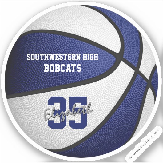 ブルーホワイトバスケットチームのパーティー シール (正面)