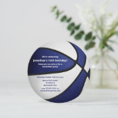 ブルーホワイトバスケットボールをテーマにした誕生日パーティー 案内状 (スタンド正面)