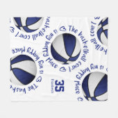 ブルーホワイトバスケットボールコートmy happy place sports フリースブランケット (正面(横))