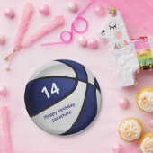 ブルーホワイトバスケットボール子供の誕生日お祝い ペーパープレート (パーティー)