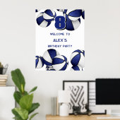 ブルーホワイトバスケット誕生日パーティーへようこそ ポスター (ホームオフィス)