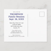 ブルーホワイトバッファローチェック名ファミリー懇親会パーティー インビテーションポストカード (裏面)