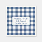 ブルーホワイトバッファローファミリーピクニックの名前を確認 スタンダードカクテルナプキン (正面)