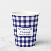 ブルーホワイトバッファローファミリーピクニックの名前を確認 紙コップ (正面)