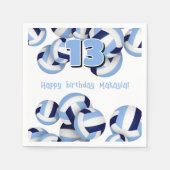 ブルーホワイトバレーボール子供の誕生日パーティー スタンダードカクテルナプキン (正面)
