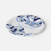 ブルーホワイトバレーボール子供の誕生日パーティー ペーパープレート (アングル)