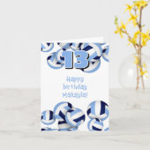 ブルーホワイトバレーボール子供の誕生日 カード (黄色い花)