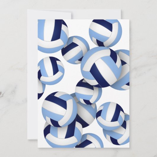 ブルーホワイトバレーボール子供の誕生日 招待状 (裏面)