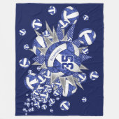 ブルーホワイトバレーボール星ガールスポカスタムーツ フリースブランケット (正面)