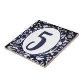 ブルーホワイトバードフラワーウッドランドハウスナンバーオーバル タイル (側面)