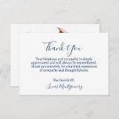 ブルーホワイトバード葬儀ありがとう、悔やみや弔慰 ノートカード (正面/裏面)