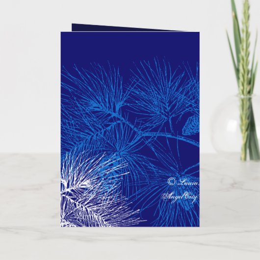 ブルーホワイトパインカスタムズ折り畳みホリデー招待状 招待状 (裏面)