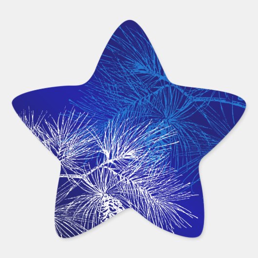 ブルーホワイトパイン模様ステッカーテンプレート 星シール (正面)