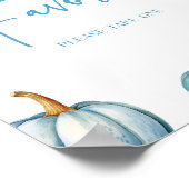 ブルーホワイトパンプキン秋秋のパーティーの好意サイン ポスター (角)