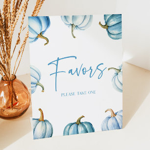 ブルーホワイトパンプキン秋秋のパーティーの好意 台座サイン