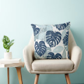 ブルーホワイトパーム葉装飾用クッション クッション (椅子)