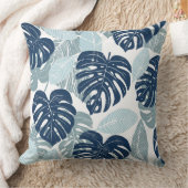 ブルーホワイトパーム葉装飾用クッション クッション (ブランケット)