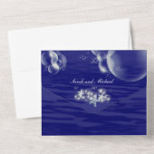 ブルーホワイトヒトデビーチ結婚式夏の予算 オールインワン招待状 (裏面)