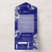 ブルーホワイトヒトデビーチ結婚式夏の予算 オールインワン招待状 (内側)