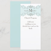 ブルーホワイトビンテージ結婚式プログラム プログラム (正面/裏面)