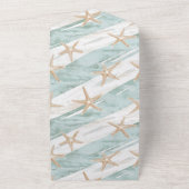 ブルーホワイトビーチ結婚ヒトデ オールインワン招待状 (外側)