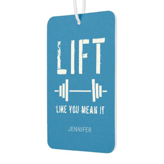 ブルーホワイトフィットネス引用文リフト カーエアーフレッシュナー (左)