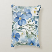 ブルーホワイトフラワーウォーターカラーシック アクセントクッション (裏面(縦))