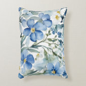 ブルーホワイトフラワーウォーターカラーシック アクセントクッション (正面(垂直))