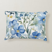 ブルーホワイトフラワーウォーターカラーシック アクセントクッション (裏面)