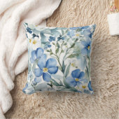 ブルーホワイトフラワーウォーターカラーシック クッション (ブランケット)