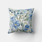 ブルーホワイトフラワーウォーターカラーシック クッション (裏面)