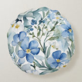 ブルーホワイトフラワーウォーターカラーシック ラウンドクッション (裏面)