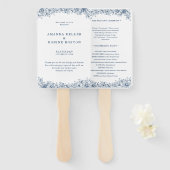 ブルーホワイトフラワーエレガントな結婚式 ハンドファン (正面&裏面)