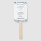 ブルーホワイトフラワーエレガントな結婚式 ハンドファン (裏面)