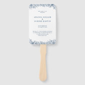 ブルーホワイトフラワーエレガントな結婚式 ハンドファン (正面)