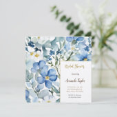 ブルーホワイトフラワーズウォーターカラーシックブライダルシャワー 招待状 (スタンド正面)
