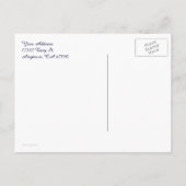 ブルーホワイトフラワーバスケットフローラフェイクキャンバス ポストカード (裏面)