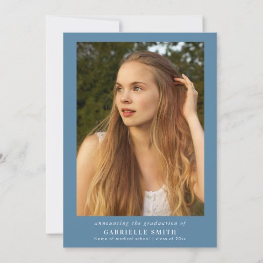 ブルーホワイトフレーム薬局卒業パーティー 招待状 (裏面)