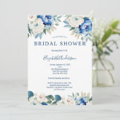ブルーホワイトフローラエレガントブライダルシャワー招待 招待状 (スタンド正面)
