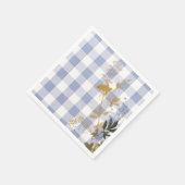 ブルーホワイトフローラギンガムプレイドカントリーファームハウス スタンダードカクテルナプキン (角)