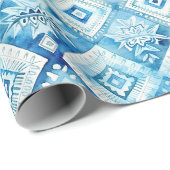 ブルーホワイトフローラスクウェアブライダルシャワー ラッピングペーパー (ロールコーナー)