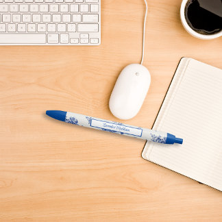 ブルーホワイトフローラスタイルチノワセリー 青ボールペン