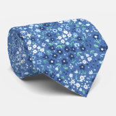 ブルーホワイトフローラタイハンド引き出し帰宅用 ネクタイ (ロール)