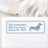 ブルーホワイトフローラダシュント差出人住所ラベル ラベル (インサイチュ)